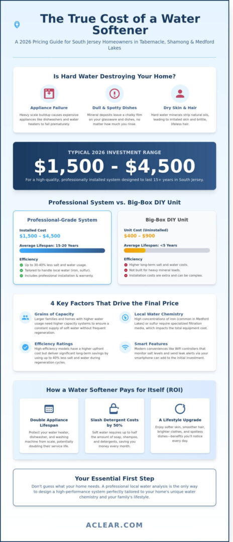 How Much is a Water Softener in Tabernacle, Shamong, & Medford Lakes? (2026 Guide)