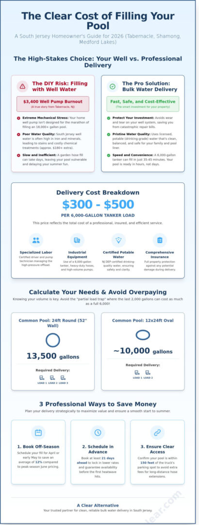 Pool Water Delivery Cost in Tabernacle, Shamong & Medford Lakes (2026 Guide)