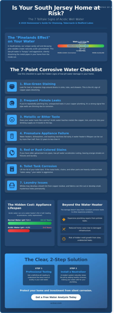 Signs of Acidic Water in Tabernacle, Shamong, & Medford Lakes: 2026 Homeowner’s Checklist