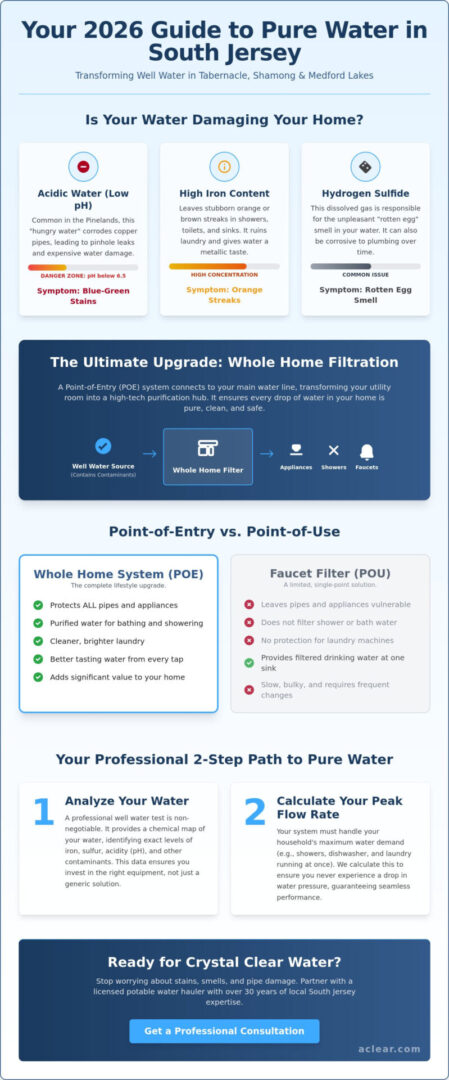 Whole Home Water Filtration Systems in Tabernacle, Shamong, & Medford Lakes: The 2026 Guide
