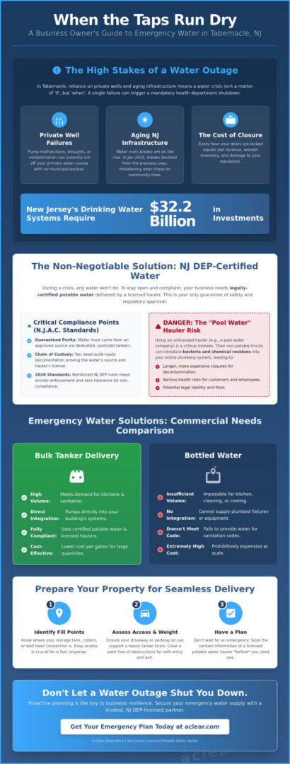 Emergency Potable Water for Businesses in Tabernacle: The 2026 Continuity Guide
