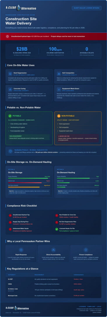 Reliable Construction Site Water Delivery in Pennsauken: The 2026 Contractor’s Guide